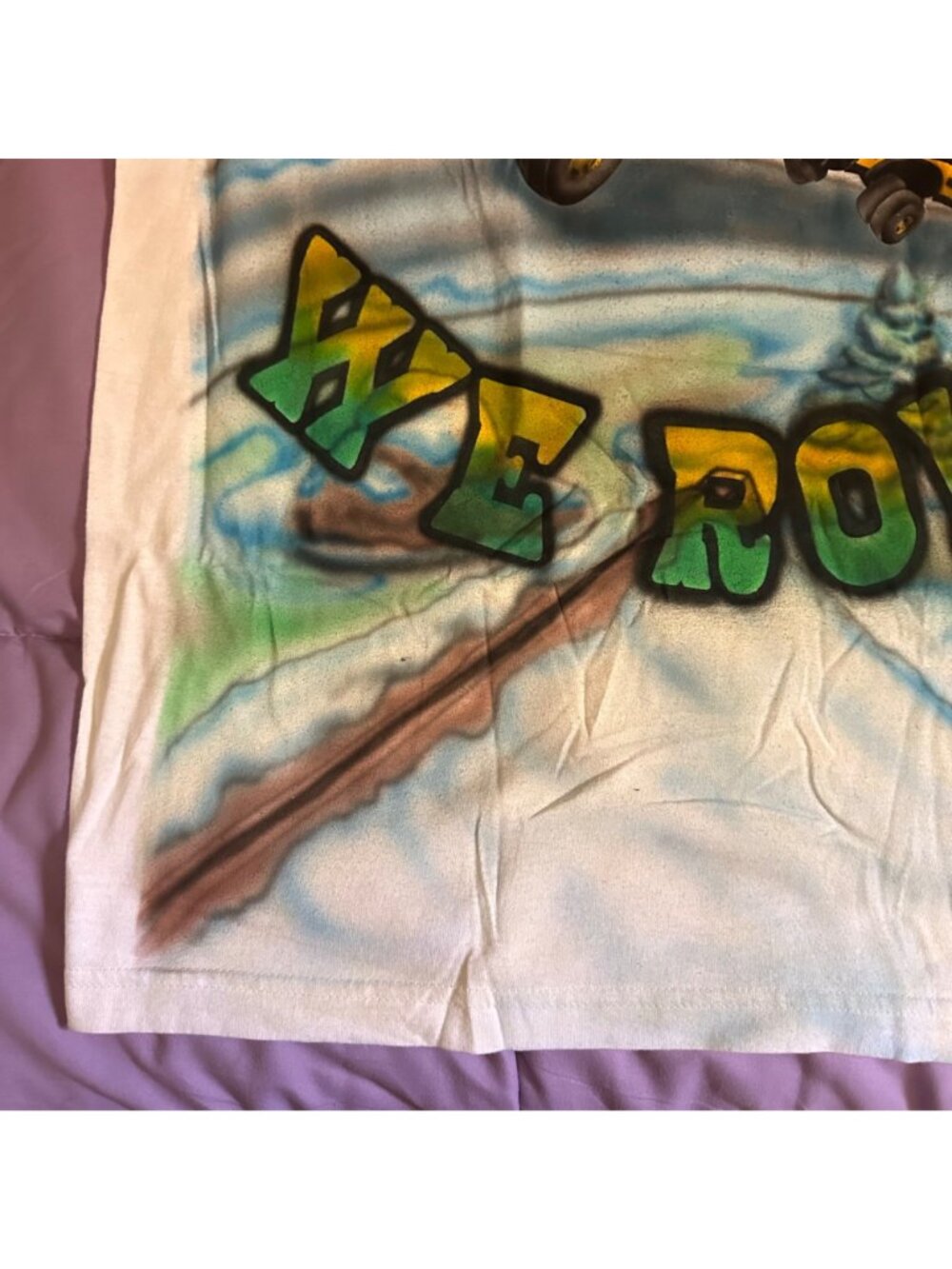 This Is How We Roll Airbrushed Mariposa School Bus Graphic T-Shirt Large Alstyle - Picture 6 of 14